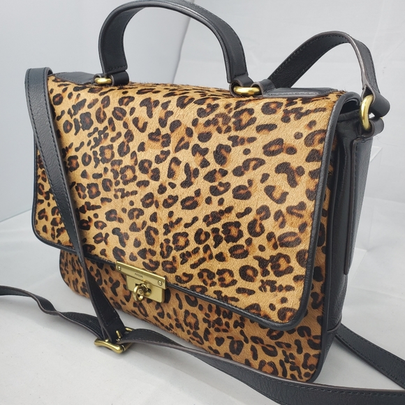 Fossil Memoir Cheetah Leather Crossbody Bag - Picture 9 of 17